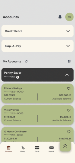 A screenshot of the Accounts Dashboard