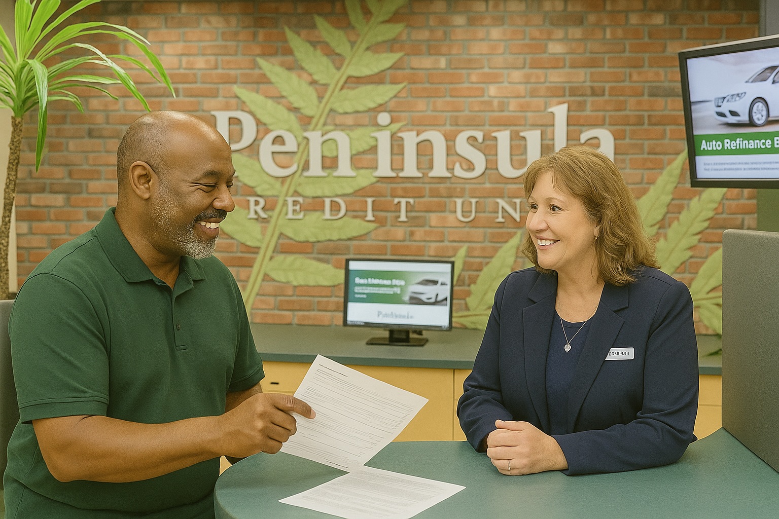 A Peninsula team member helps a member at her desk