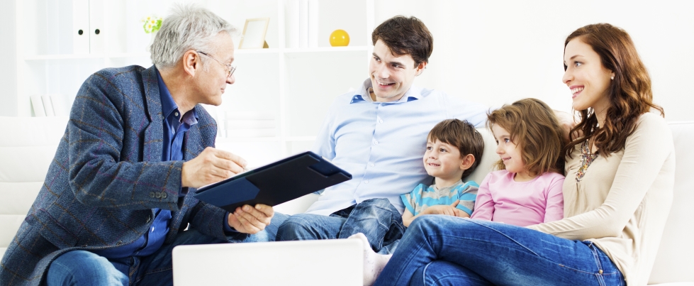 A family talking to a wealth advisor