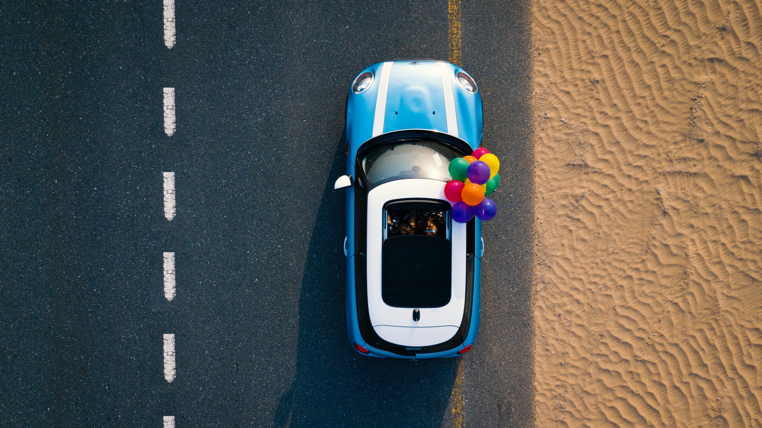 A car with balloons