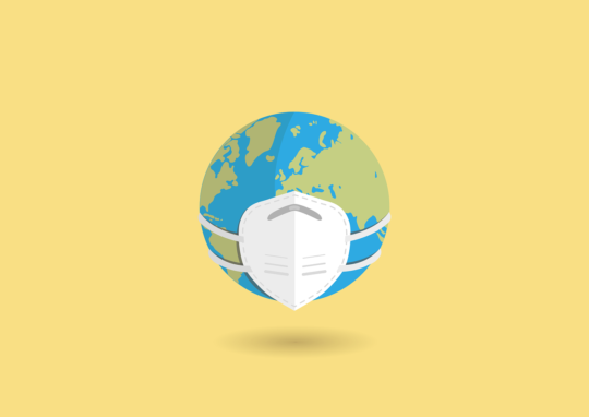 world illustration with a facemask